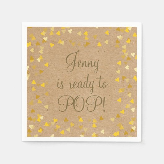 Gouden Liefdeshartjes Ze staat op springen Baby Bo Servet (Voorkant)