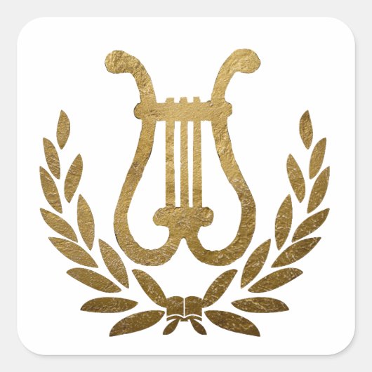 Gouden Lier tas Vierkante Sticker (Voorkant)