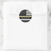 Gouden Lijn Amerikaanse Vlag met Aangepaste Team- Ronde Sticker (Tas)