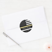 Gouden Lijn Amerikaanse Vlag met Aangepaste Team- Ronde Sticker (Envelop)