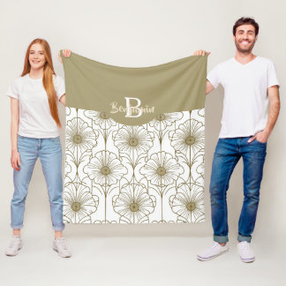 Gouden Lijn Bloemen Patroon Fleece Deken