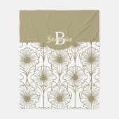 Gouden Lijn Bloemen Patroon Fleece Deken (Voorkant)