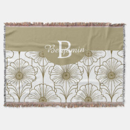 Gouden Lijn Bloemen Patroon Gooi Deken