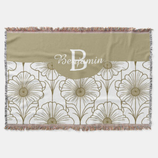 Gouden Lijn Bloemen Patroon Gooi Deken