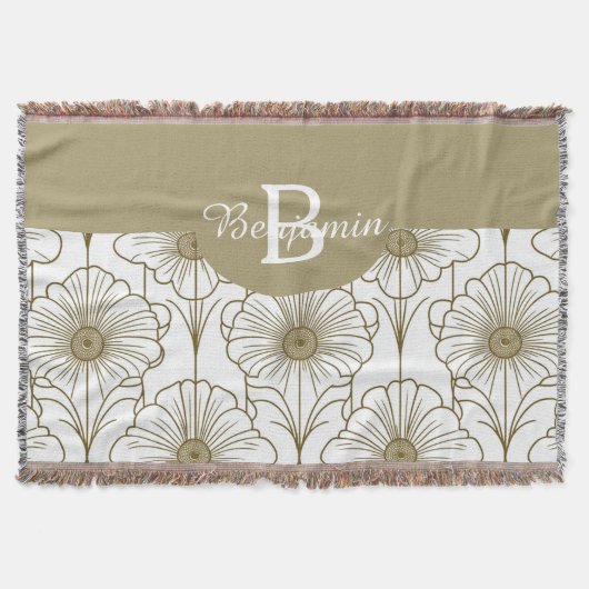 Gouden Lijn Bloemen Patroon Gooi Deken (Voorkant)