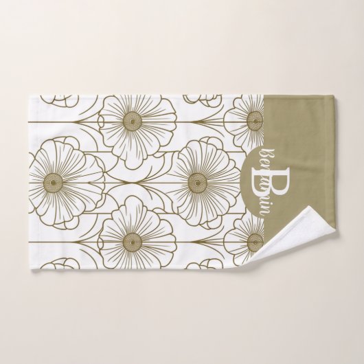 Gouden Lijn Bloemen Patroon Handdoek (Handdoek)