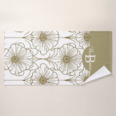 Gouden Lijn Bloemen Patroon Handdoek (Badhanddoek)