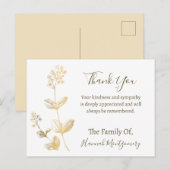 Gouden Lijn Bloemen Sympathie Dank u Briefkaart (Voorkant / Achterkant)