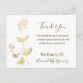 Gouden Lijn Bloemen Sympathie Dank u Briefkaart (Voorkant)