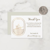 Gouden Lijn Boot Oceaan Bedankkaart Notitiekaartje (Voorkant / Achterkant in situ)