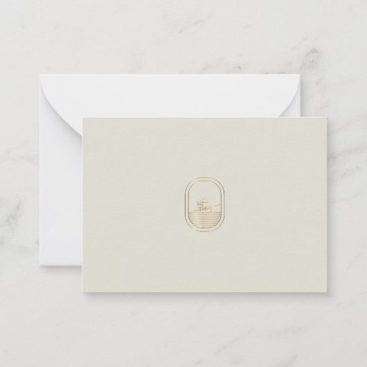 Gouden Lijn Boot Oceaan Bedankkaart Notitiekaartje (Achterkant)