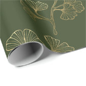 Gouden Lijn Botanisch Patroon Cadeaupapier (Rol Hoek)