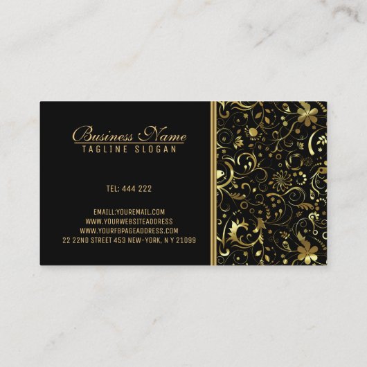 Gouden lijn en damast visitekaartje (Achterkant)