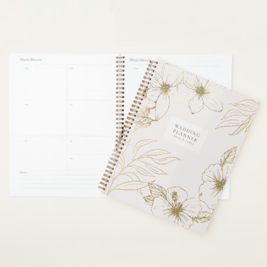 Gouden lijn kunst bloemen bruiloft Planner (Display)