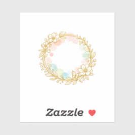 Gouden Lijn Kunst Bloemenkrans Zachte Pastel Water Sticker