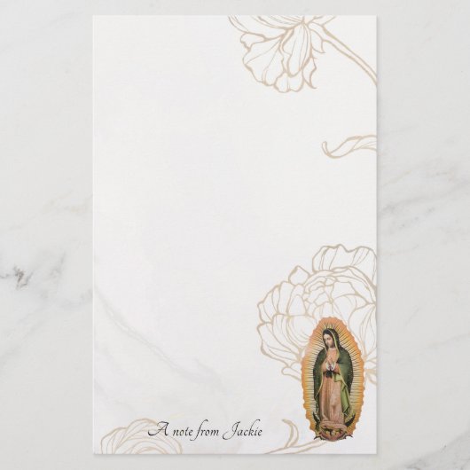 Gouden Lijn Rozen Onze Lieve Vrouw van Guadalupe Briefpapier (Voorkant)