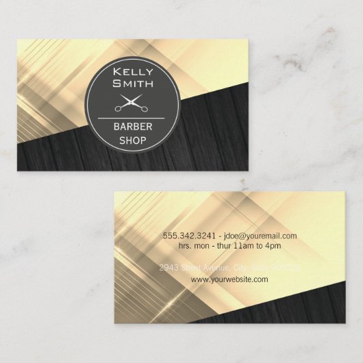 Gouden lijnen Donker Hout Kleurblok Visitekaartje (Voorkant / Achterkant)