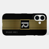 Gouden lijnen Monogram / monogram zwart Case-Mate iPhone Case (Achterkant (horizontaal))