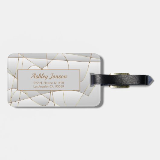 Gouden lijnen op Satijn Bagagelabel (Achterkant horizontaal)