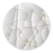 Gouden lijnen op wit keramische knop (Voorkant)