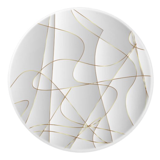 Gouden lijnen op wit keramische knop (Voorkant)
