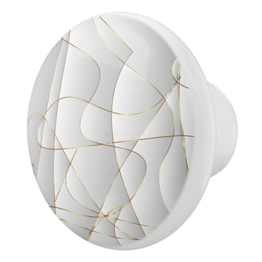 Gouden lijnen op wit keramische knop (Rechts)