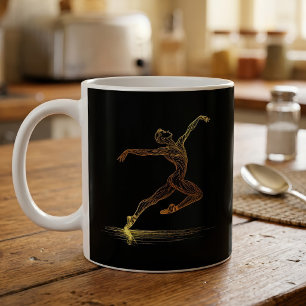 Gouden Lijnkunst Balletdanser Elegante Illustratie Koffiemok