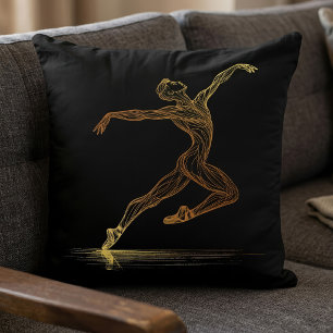 Gouden Lijnkunst Balletdanser Elegante Illustratie Kussen