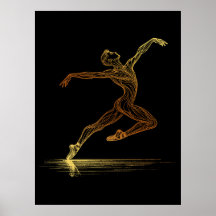 Gouden lijnkunst balletdanser Elegante Illustratie