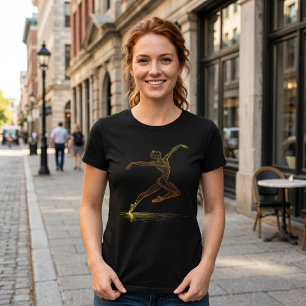 Gouden Lijnkunst Balletdanser Elegante Illustratie T-shirt