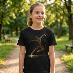 Gouden Lijnkunst Balletdanser Elegante Illustratie T-shirt