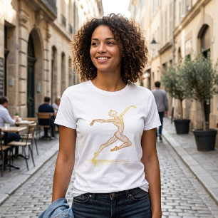 Gouden Lijnkunst Balletdanser Elegante Illustratie T-shirt