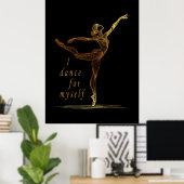 Gouden Lijnkunst Balletdanseres - Ik Dans Voor Mez Poster (Thuiskantoor)