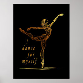 Gouden Lijnkunst Balletdanseres - Ik Dans Voor Mez Poster