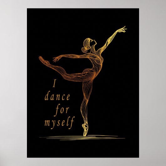 Gouden Lijnkunst Balletdanseres - Ik Dans Voor Mez Poster (Voorkant)