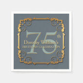 Gouden Lijst 75e Verjaardag Feest Papieren servett Servetten (Voorkant)