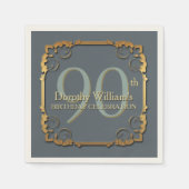 Gouden Lijst 90e Verjaardag Feest Papieren servett Servet (Voorkant)