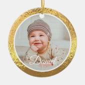 gouden lijst baby's eerste kerst keramisch ornament (Voorkant)