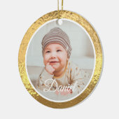 gouden lijst baby's eerste kerst keramisch ornament (Links)