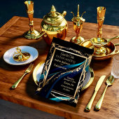 gouden lijst blauwgroen blauw zwart bruiloft save the date