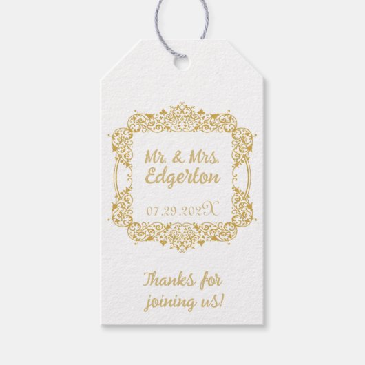  gouden Lijst bruiloft gepersonaliseerd Cadeaulabel (Voorkant)