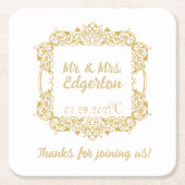 gouden Lijst bruiloft gepersonaliseerd Kartonnen Onderzetters (Voorkant)