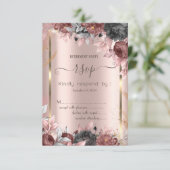 Gouden lijst chic rozen 16 RSVP Kaart (Staand voorkant)