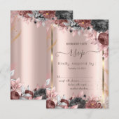 Gouden lijst chic rozen 16 RSVP Kaart (Voorkant / Achterkant)