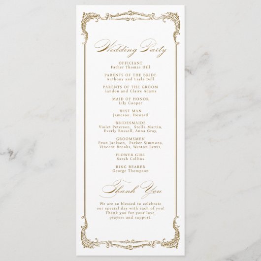 Gouden Lijst Classic Script bruiloft programma (Achterkant)