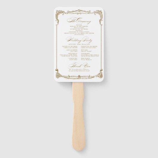 Gouden Lijst Classic Script bruiloft programma Handwaaier (Achterkant)