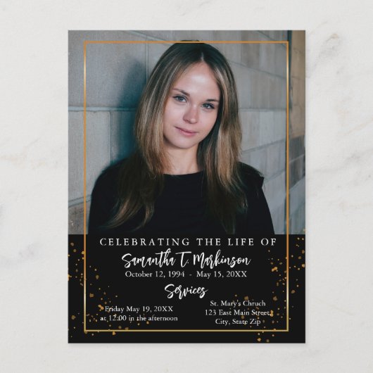 Gouden lijst Eenvoudig moderne gespikkelde uitvaar Briefkaart (Voorkant)