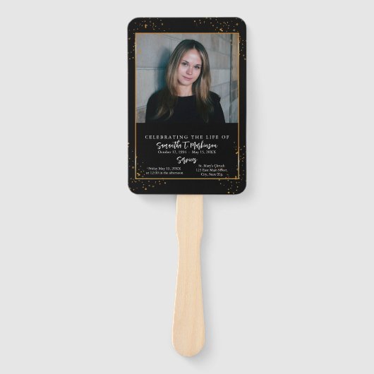 Gouden lijst Eenvoudig moderne gespikkelde uitvaar Handwaaier (Voorkant)