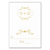 Gouden lijst en initialen bruiloft gevouwen escort kaart (Voorkant)