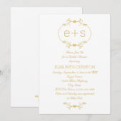 Gouden lijst en monogram bruiloft vrijgezellenfees kaart (Voorkant / Achterkant)